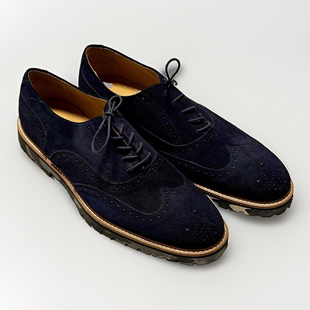 Donald J Pliner Oliver CS Navy Suede Wingtip Oxford Shoes Men 13